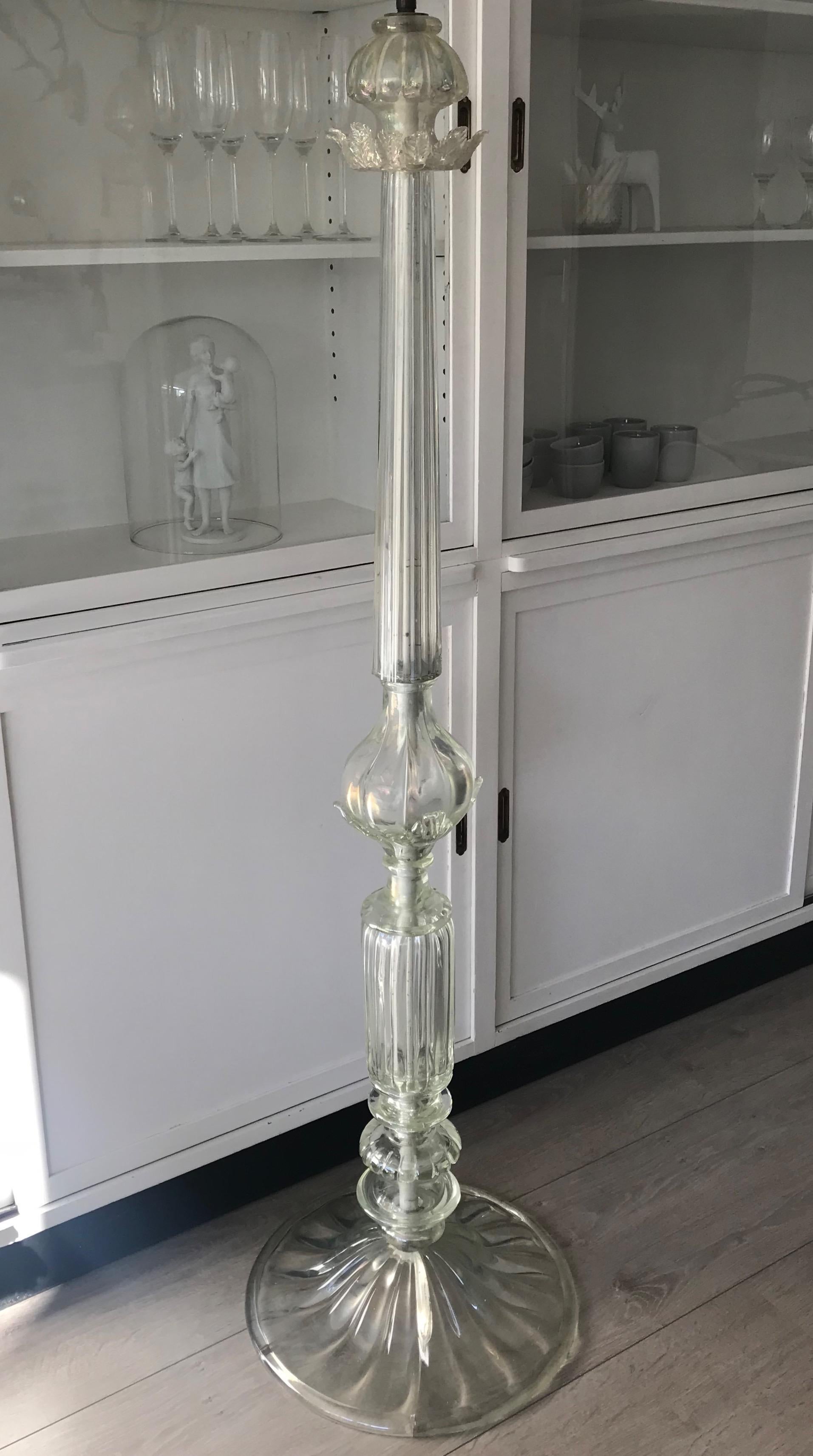 Rare Italian Venetian Midcentury Mouthblown Murano Glass Torcher Floor Lamp In Good Condition For Sale In Lisse, NL