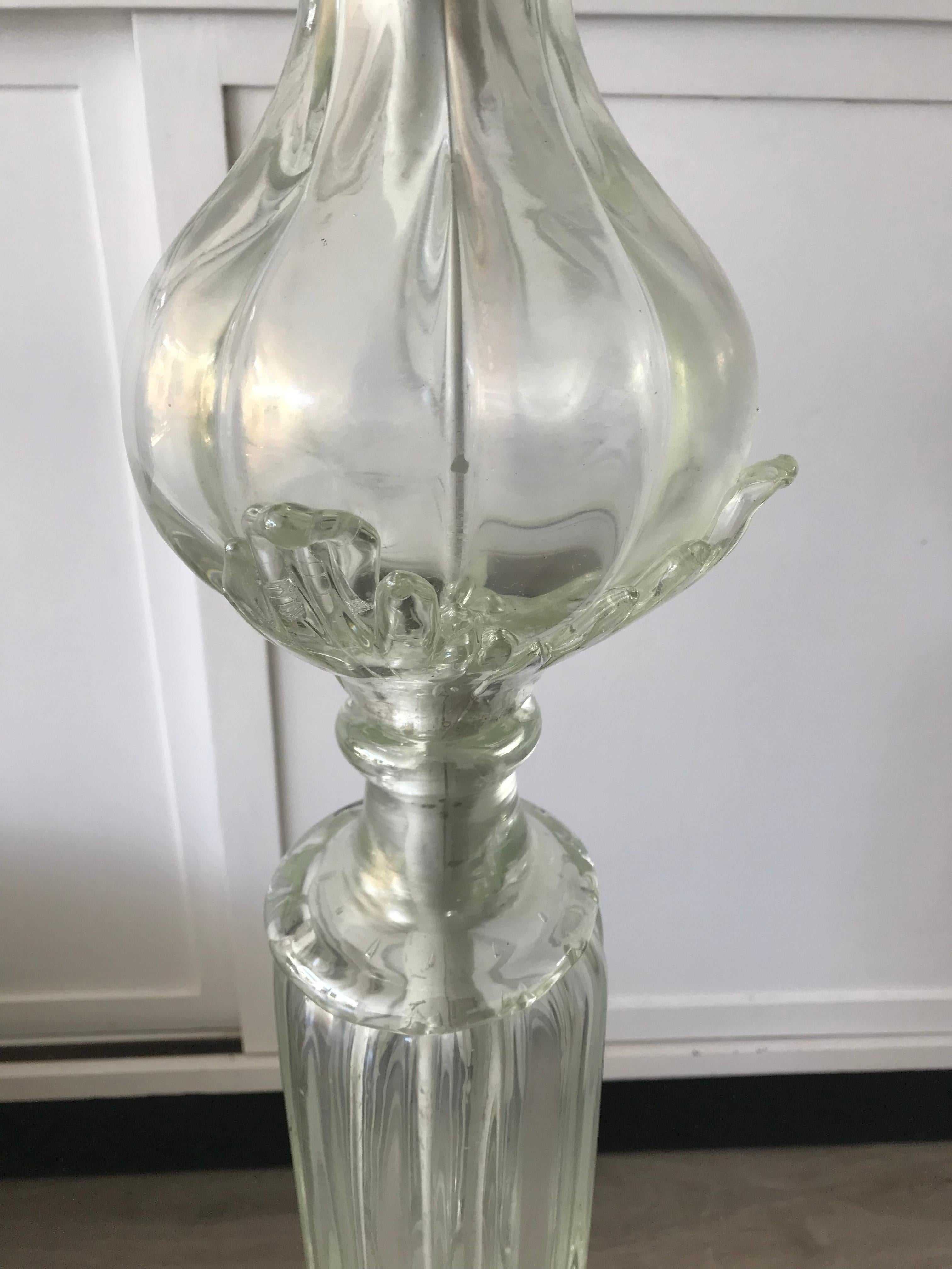 20th Century Rare Italian Venetian Midcentury Mouthblown Murano Glass Torcher Floor Lamp For Sale