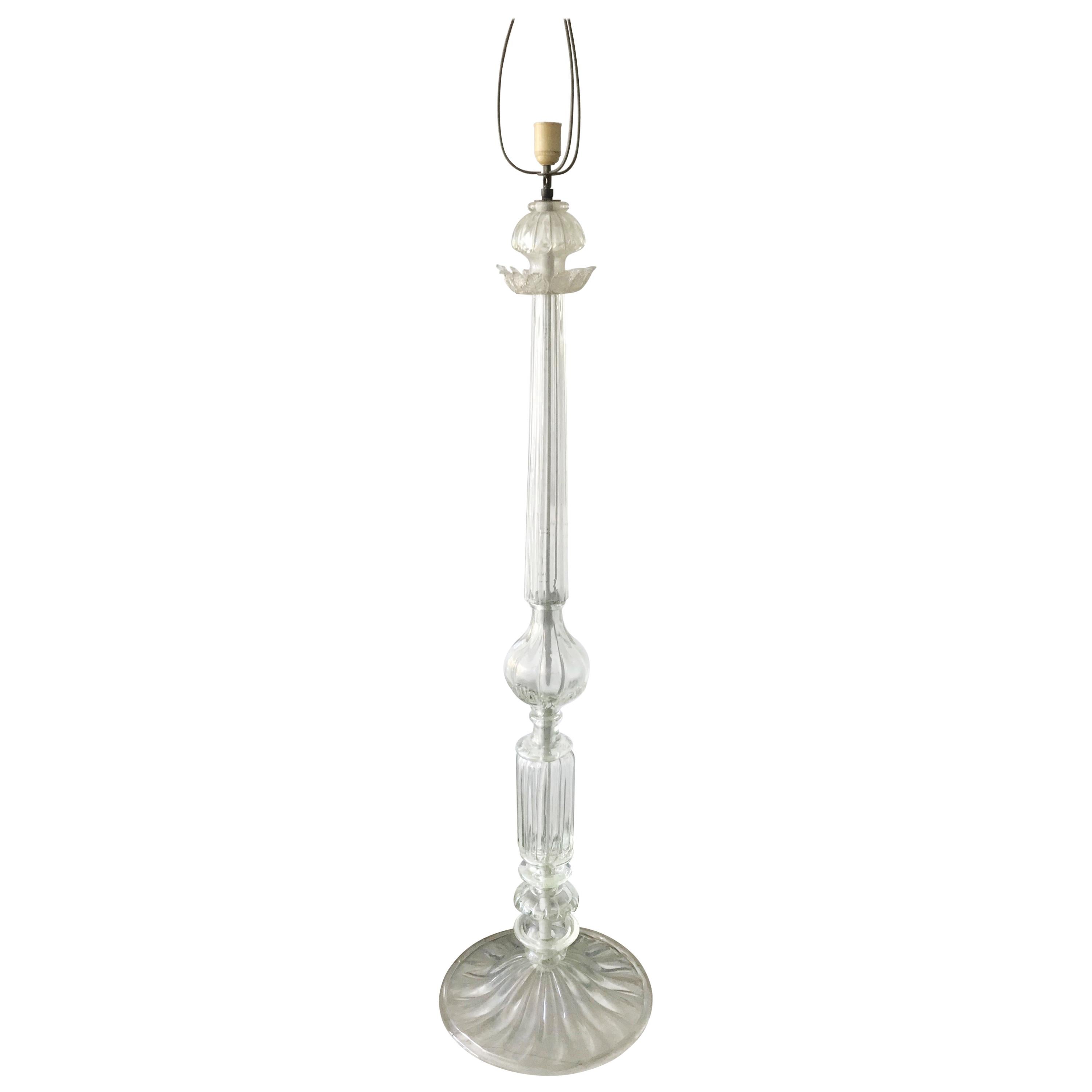 Rare Italian Venetian Midcentury Mouthblown Murano Glass Torcher Floor Lamp For Sale
