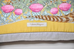 Rare Italian Vintage Salvatore Ferragamo birds scarf backed in pure Irish Linen