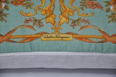 Rare Italian Vintage Salvatore Ferragamo Birds Scarf Pillow Irish Linen Back