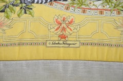 Rare Italian Vintage Salvatore Ferragamo Scarf Backed in Irish Linen Cushion