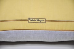 Rare Italian Vintage Salvatore Ferragamo Scarf Backed in Irish Linen Cushion