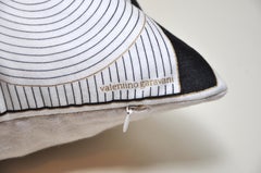 Rare Italian Vintage Valentino Scarf Cushion Pillow with Linen Black White Gold