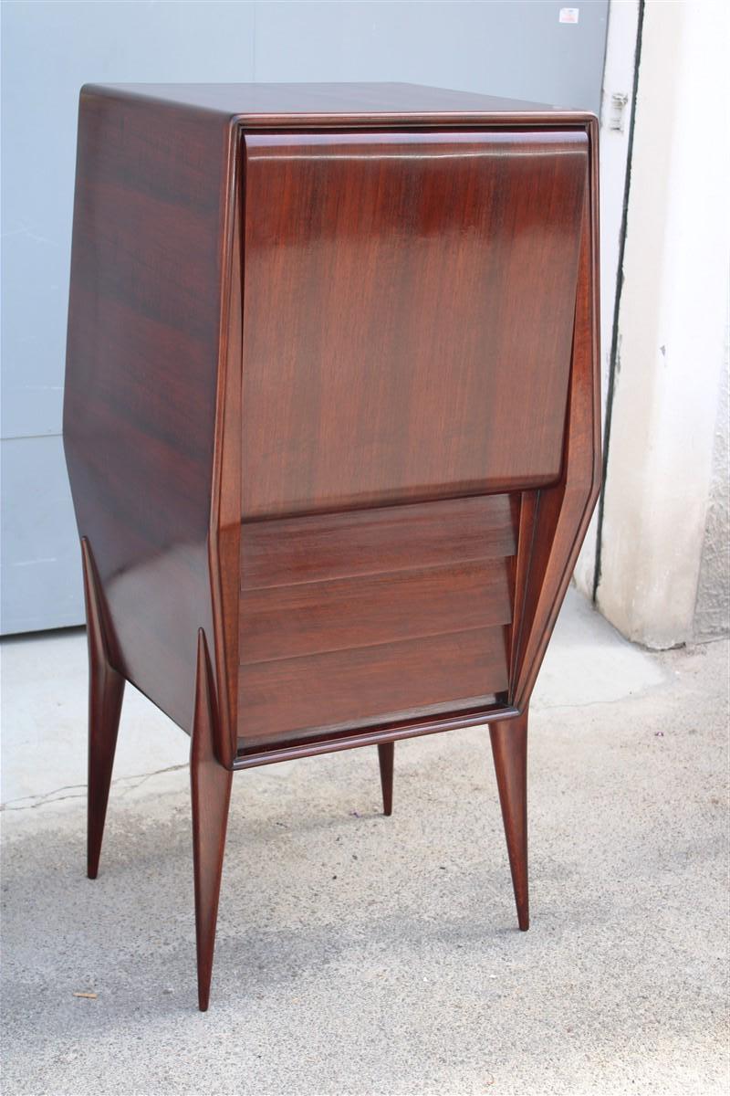Rare Italian Walnut Bar Cabinet with Ico Parisi Style drawers and Door Gio ponti For Sale 7