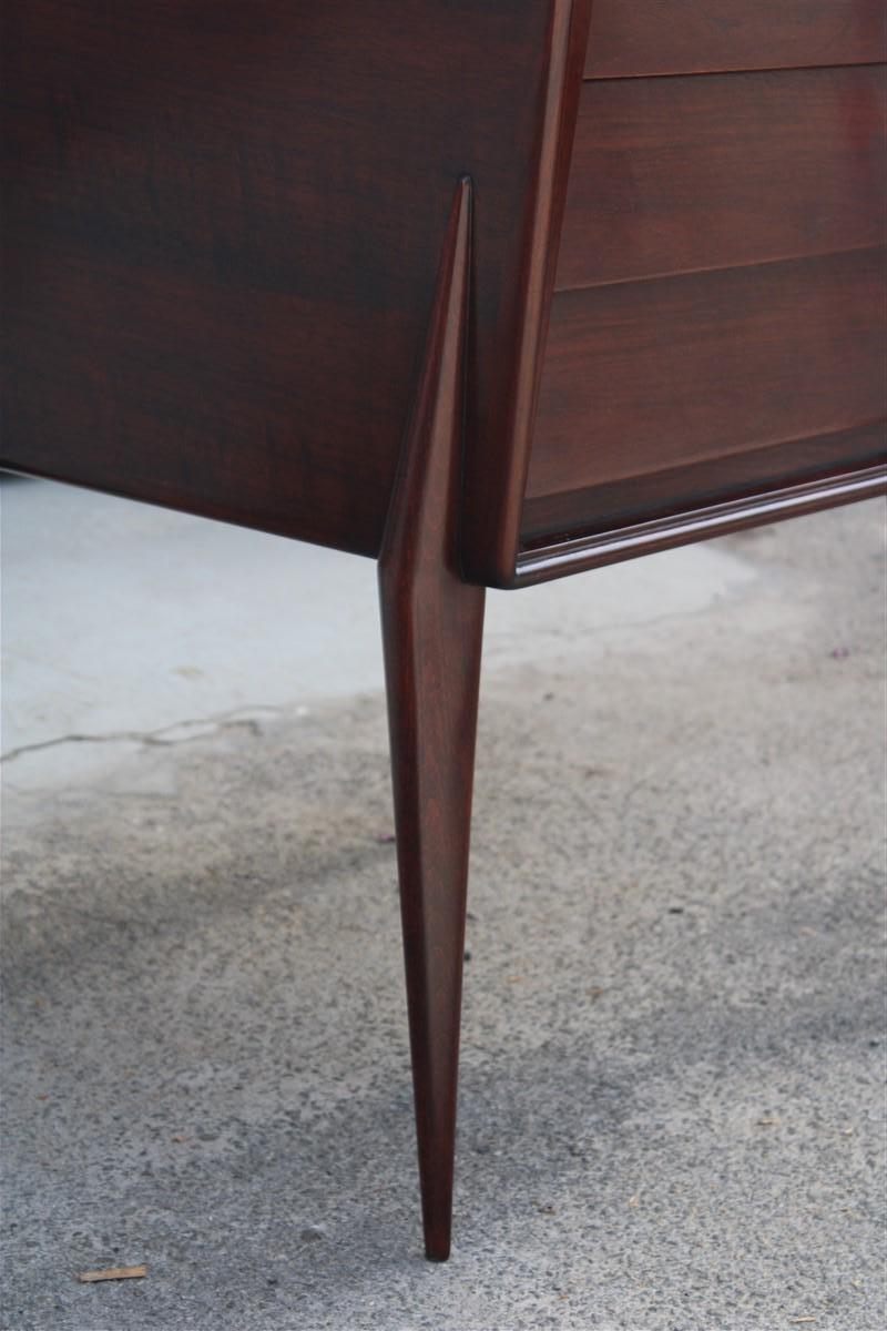 Rare Italian Walnut Bar Cabinet with Ico Parisi Style drawers and Door Gio ponti For Sale 10