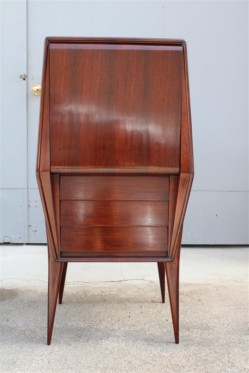 Rare and Unique  Italian Walnut Bar Cabinet with Ico Parisi Style drawers and Door Gio ponti