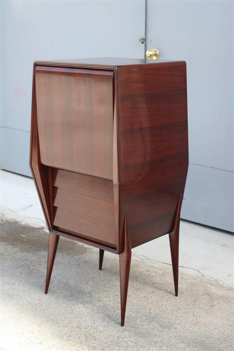 Mid-Century Modern Rare Italian Walnut Bar Cabinet with Ico Parisi Style drawers and Door Gio ponti For Sale