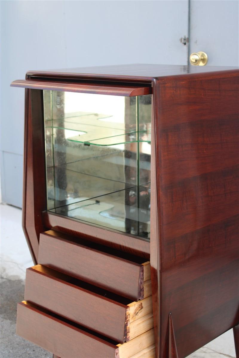 Rare Italian Walnut Bar Cabinet with Ico Parisi Style drawers and Door Gio ponti For Sale 1