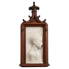 Rare Italian White Marble Relief of "Young Saint John the Baptist" circa 1860