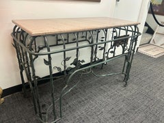 Rare console italienne en fer forgé de style Giacometti avec motif de nid d'oiseaux