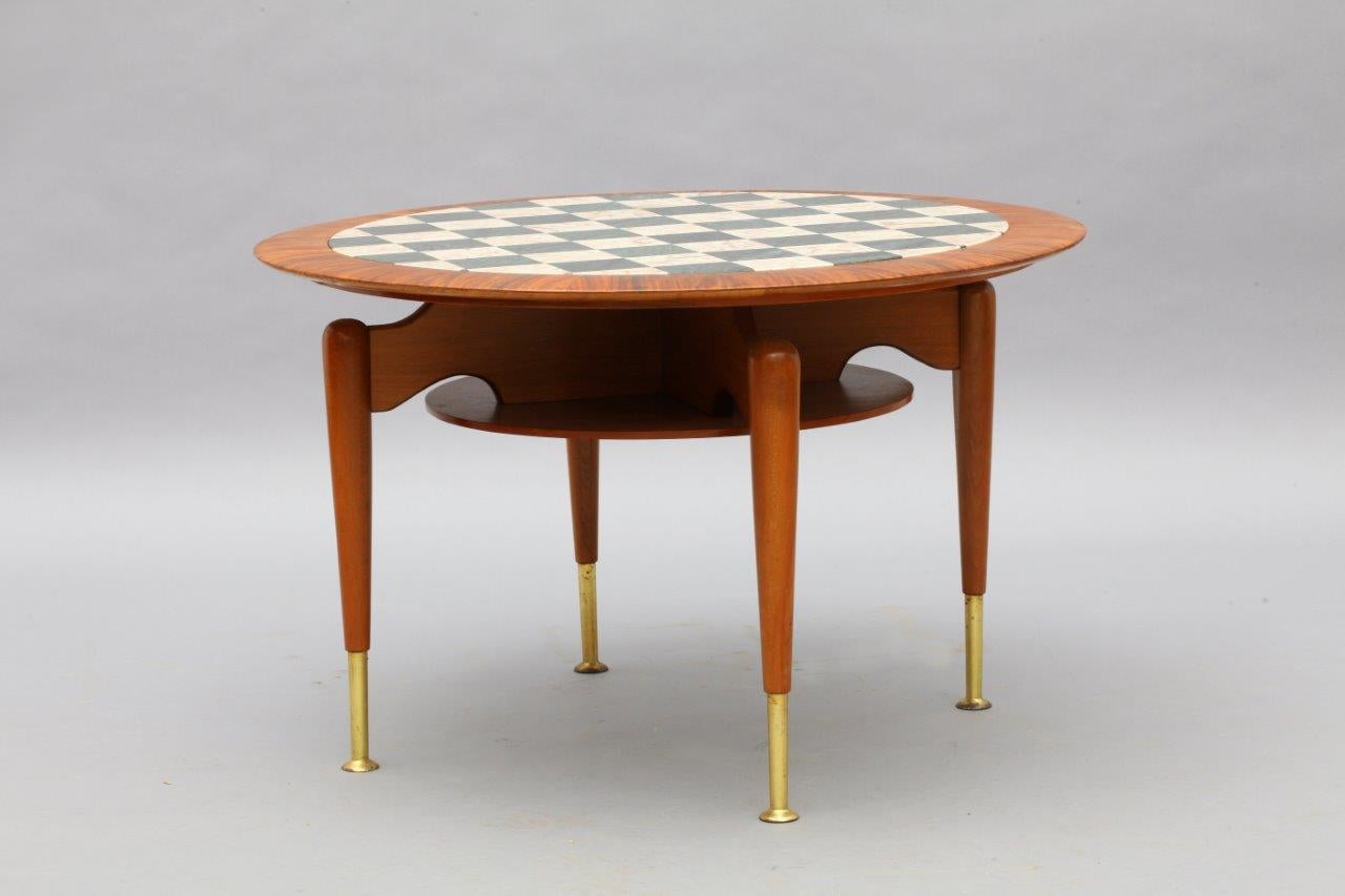 Rare Italien Coffeetable with Marble Inlaid Plate, Italy, 1950 In Excellent Condition In Vienna, Vienna