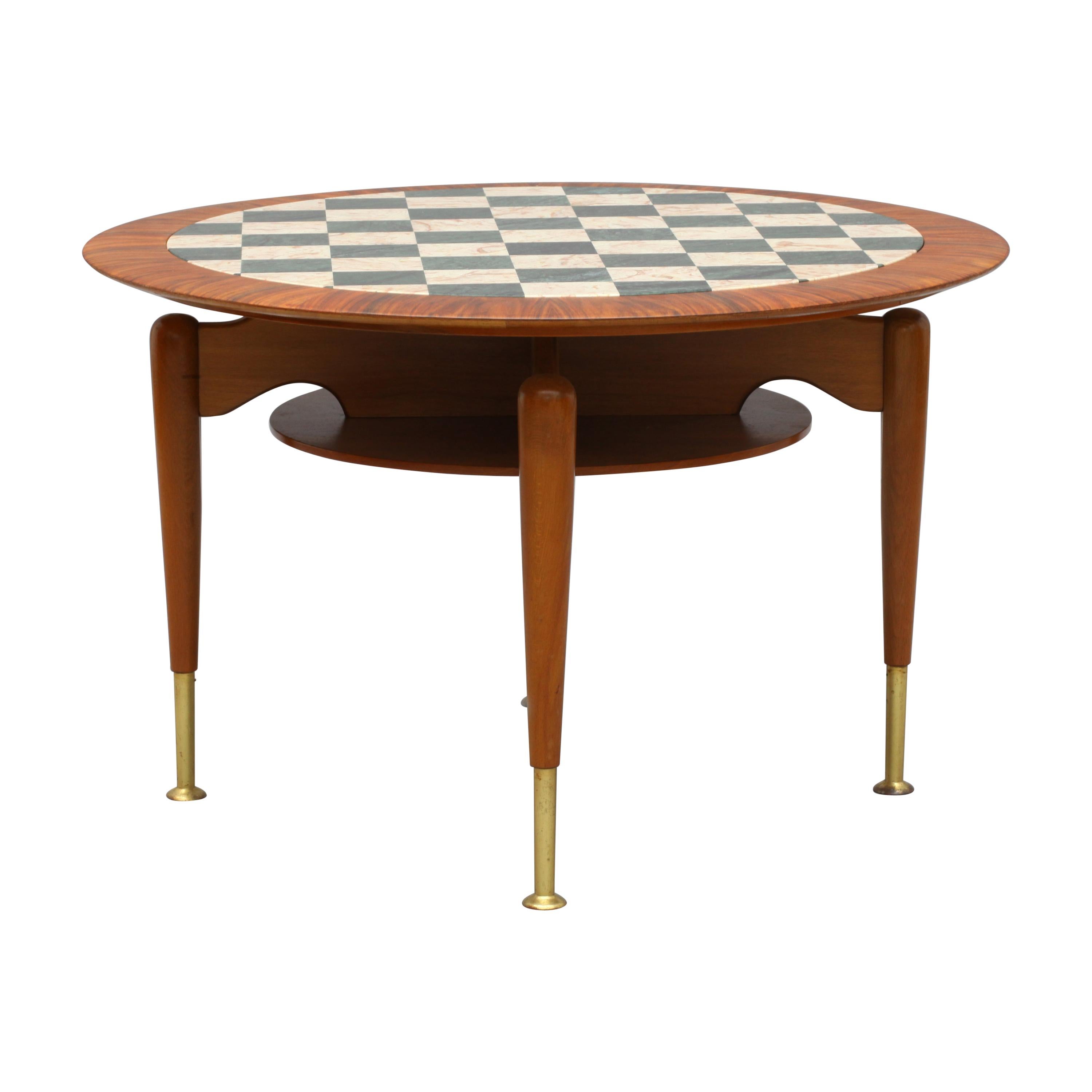 Rare Italien Coffeetable with Marble Inlaid Plate, Italy, 1950