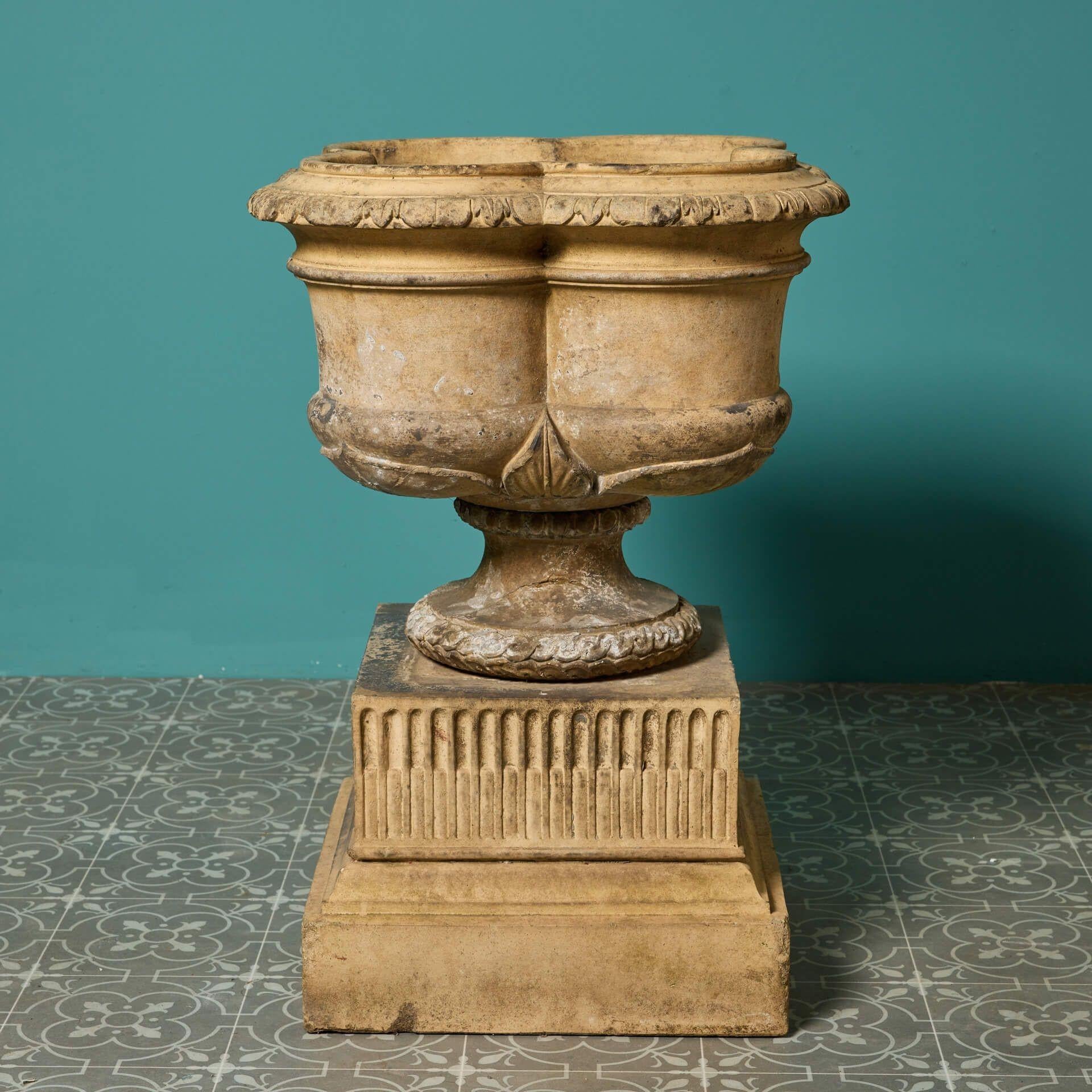 English Rare J M Blashfield Antique Buff Terracotta Urn For Sale
