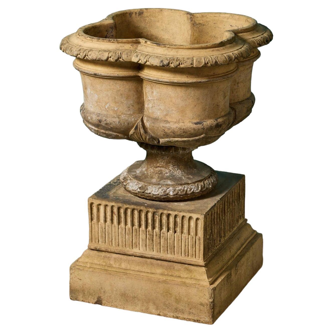 Rare J M Blashfield Antique Buff Terracotta Urn For Sale