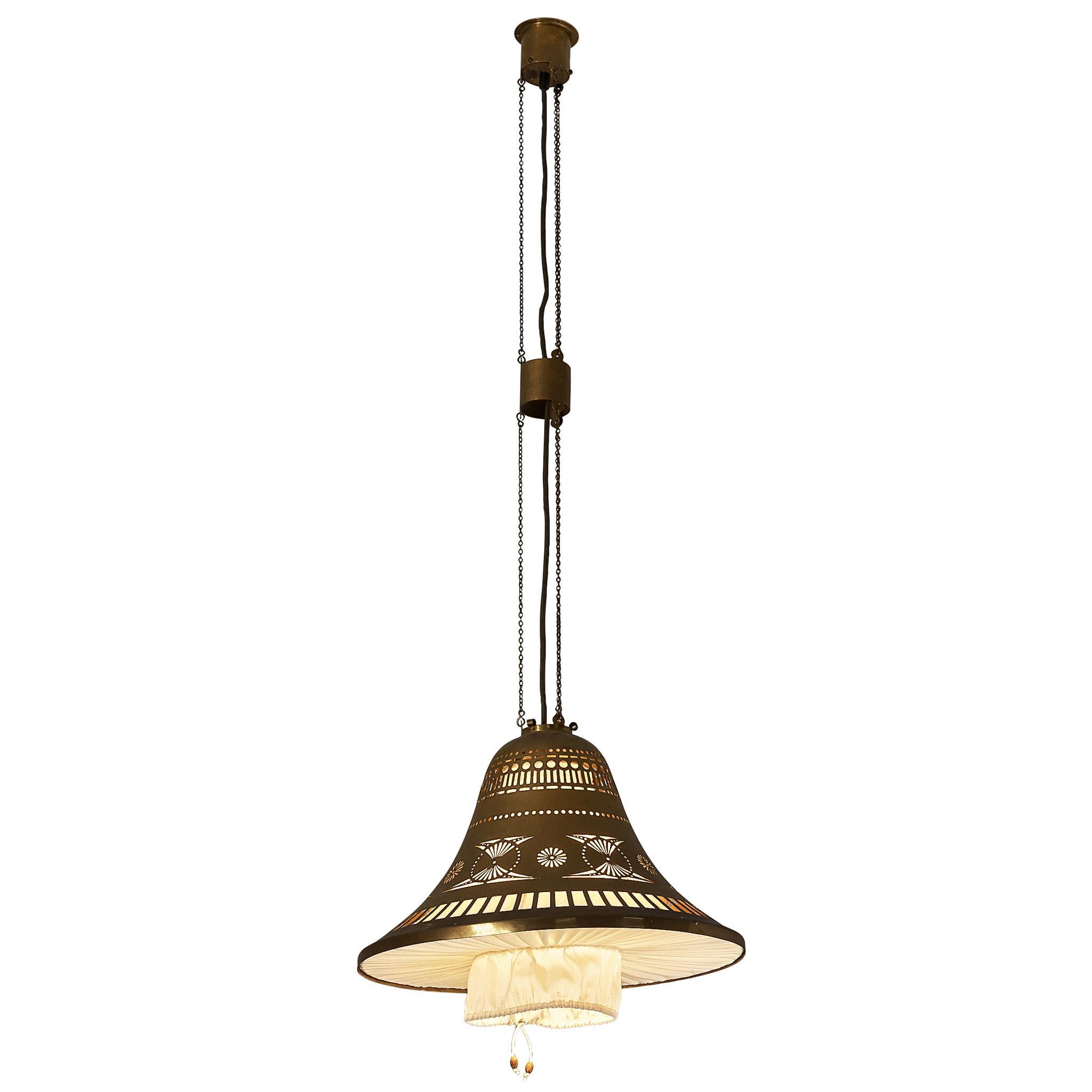 Raro lampadario in ottone di Jac van den Bosch per t Binnenhuis, in stile Arts & Crafts in vendita