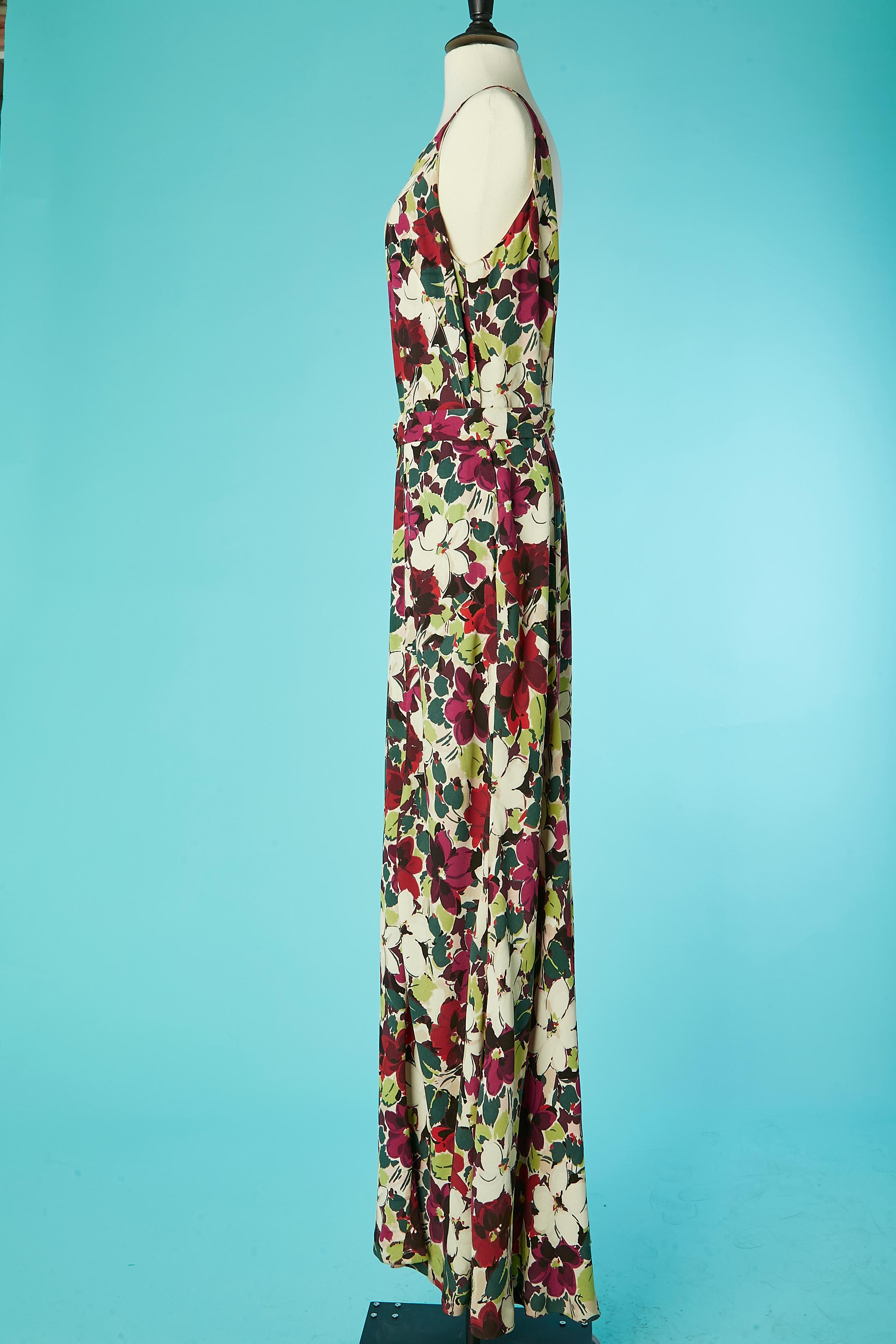 Rare ensemble veste et robe en crêpe avec imprimé floral  Lucien Lelong des années 1930  en vente 5