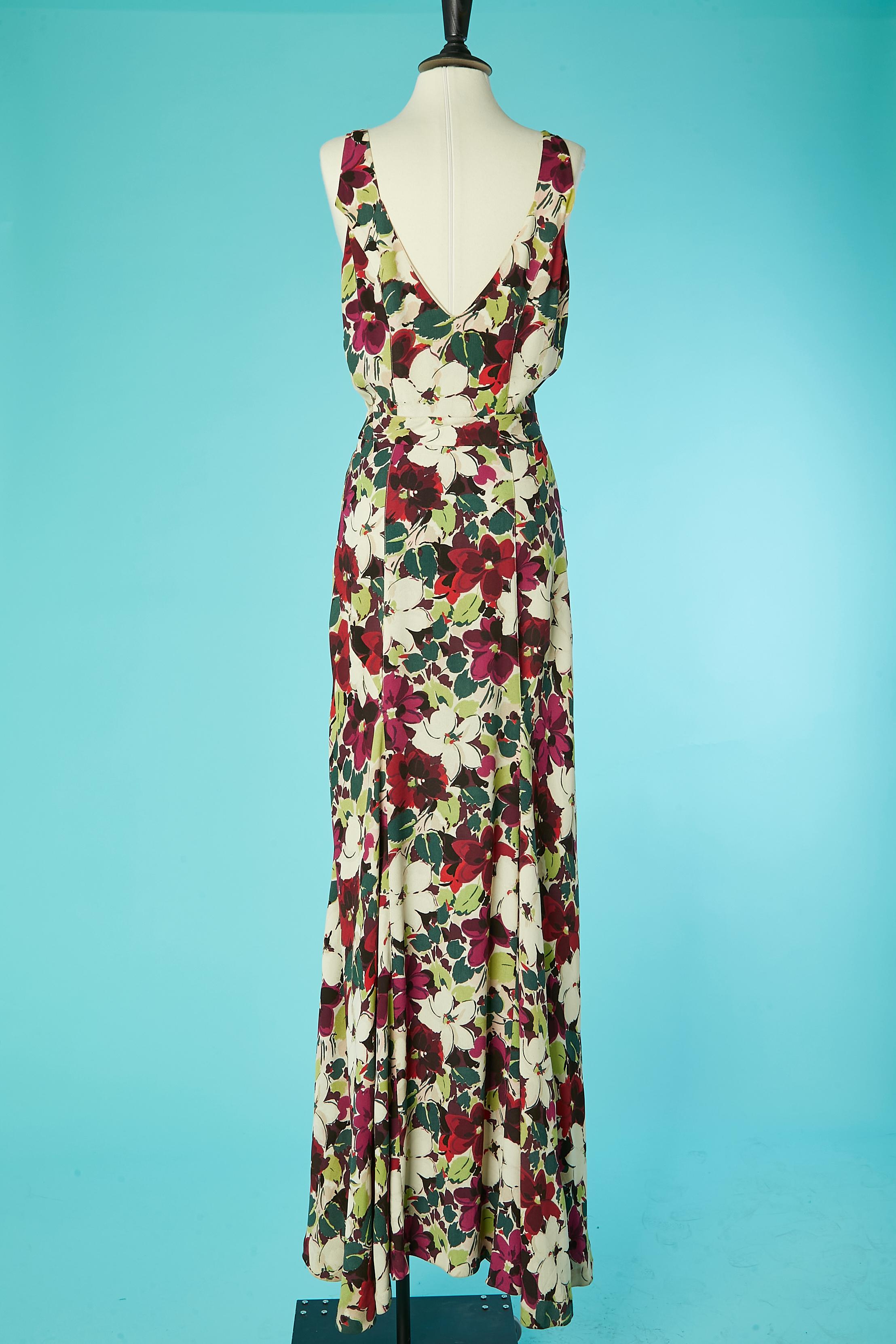 Rare jacket and dress ensemble in crêpe with flower print  Lucien Lelong 1930's  For Sale 8