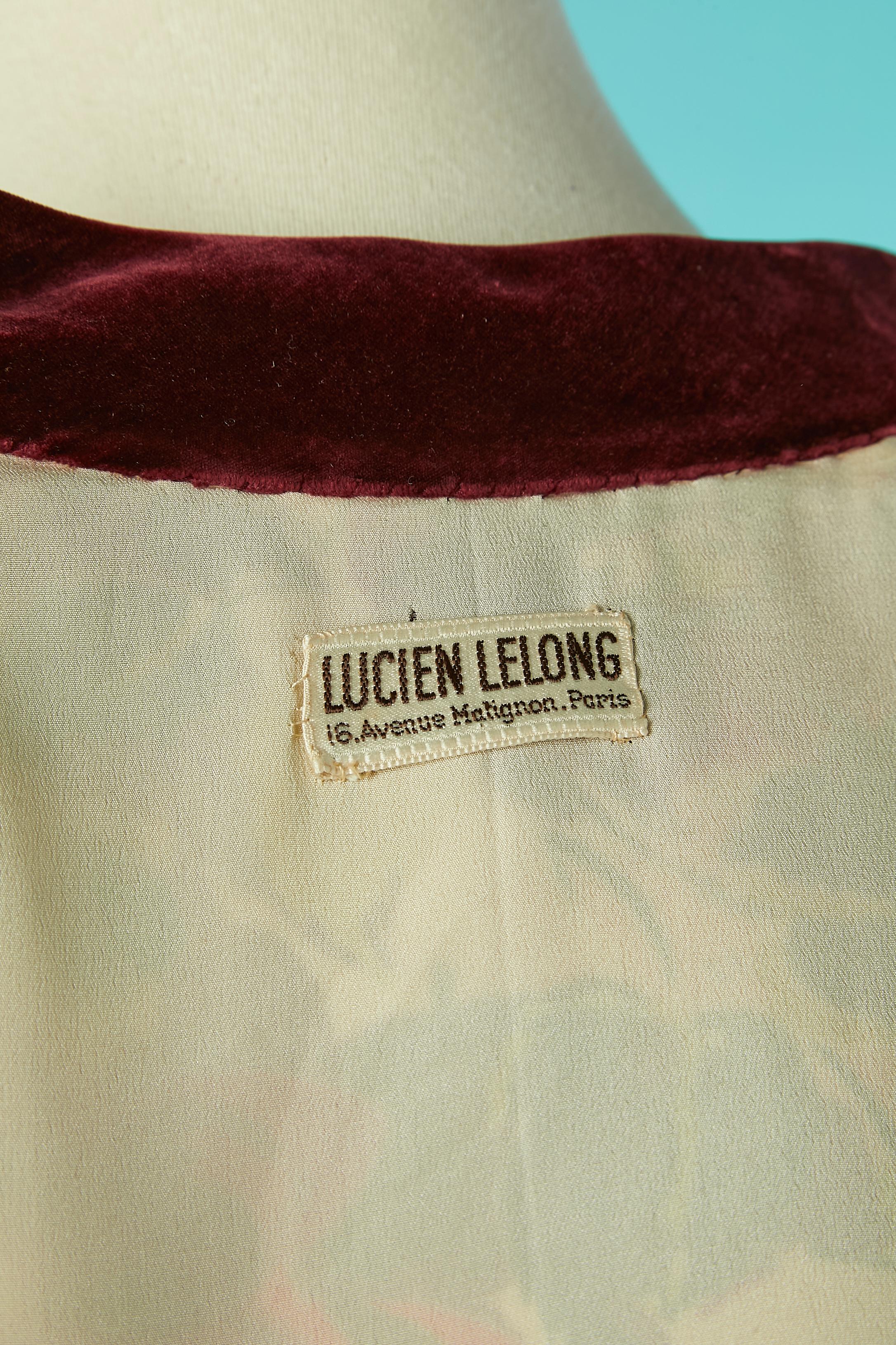Rare ensemble veste et robe en crêpe avec imprimé floral  Lucien Lelong des années 1930  Pour femmes en vente