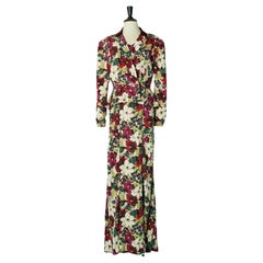 Vintage Rare jacket and dress ensemble in crêpe with flower print  Lucien Lelong 1930's