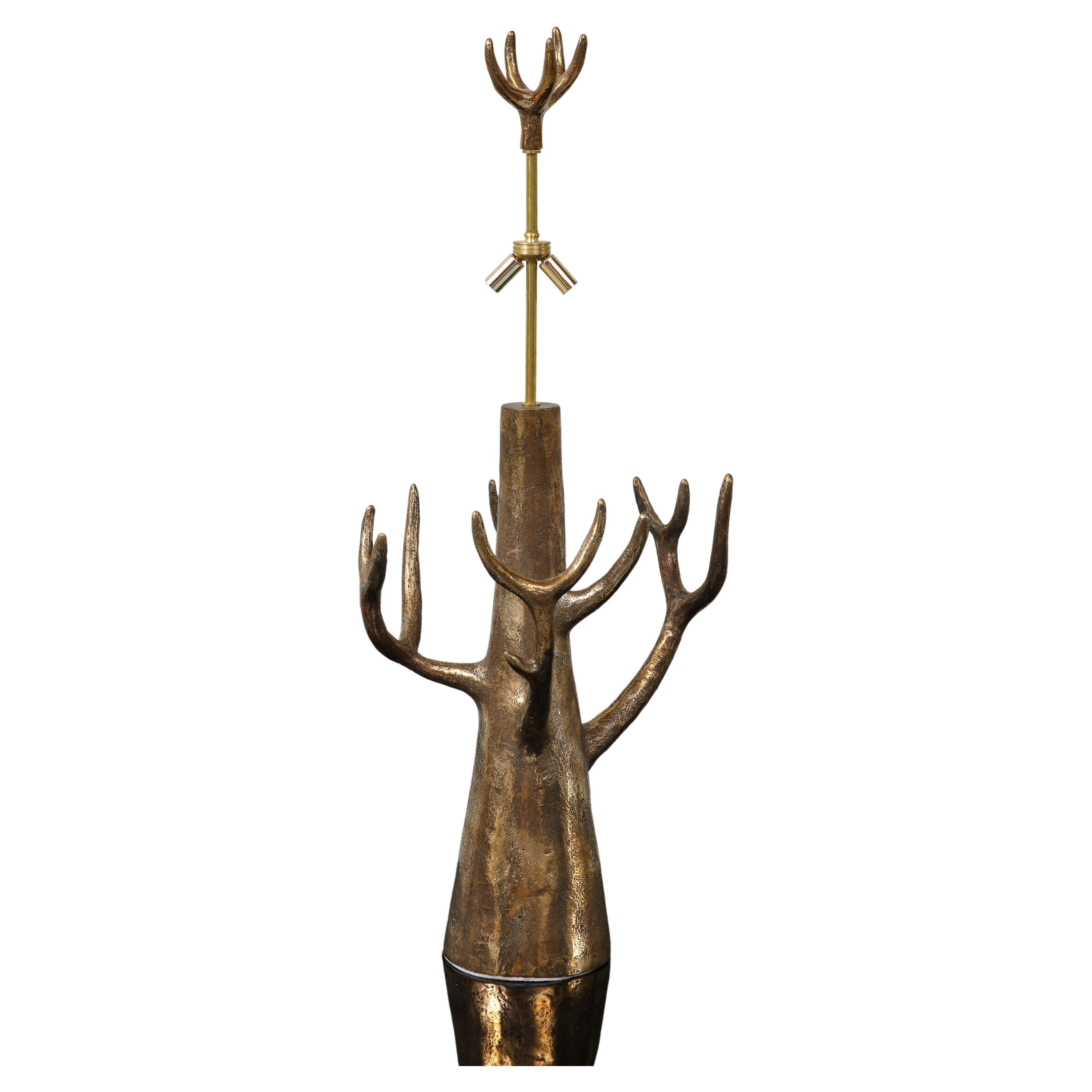 Seltene Jacques Darbaud Bronze-Lampe „Baum“ Nummeriert 2/8