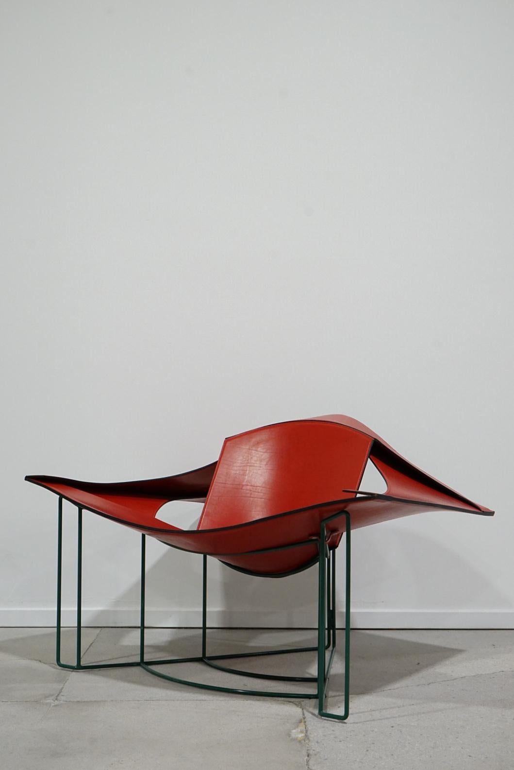 Hand-Crafted Rare Jacques Harold Pollard Lounge Chair, Matteo Grassi Italy, 1987