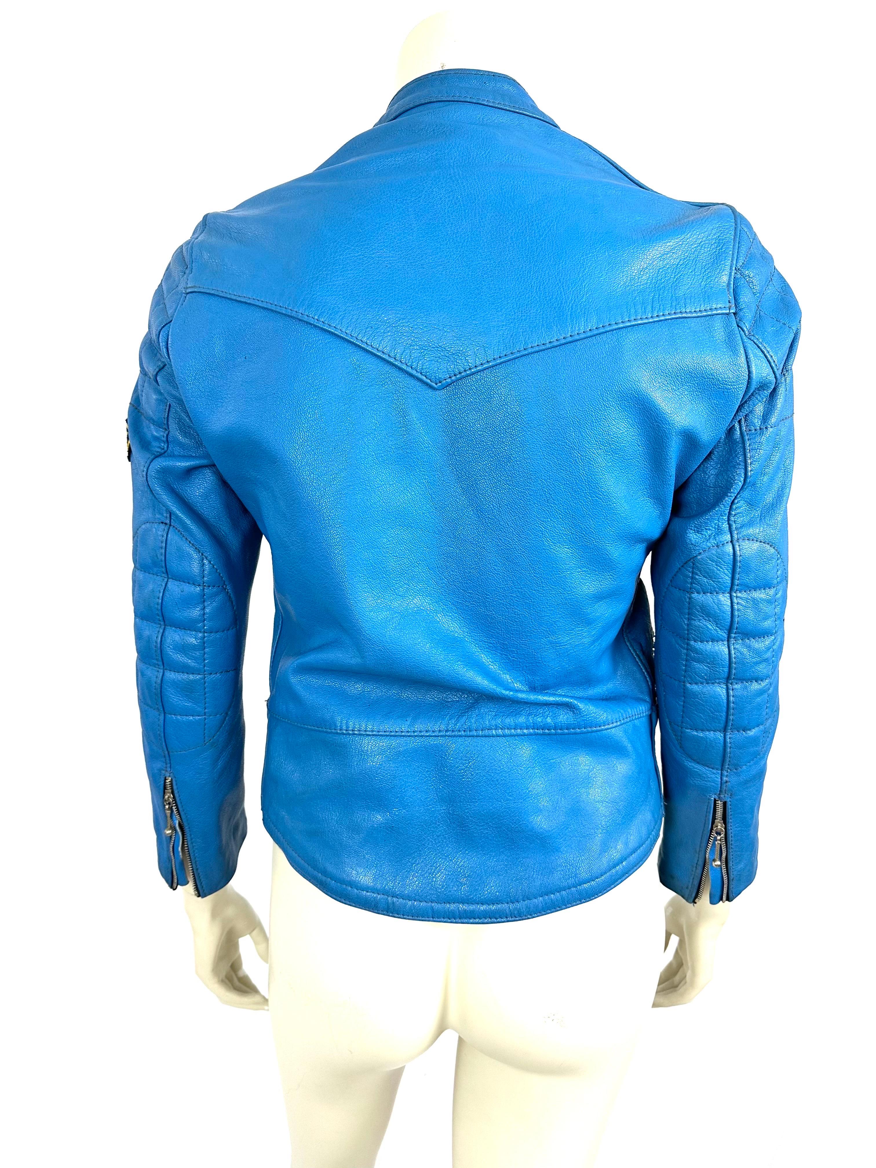 Jacques Icek - Rare veste en cuir de motard des années 70 Bon état - En vente à L'ESCALA, ES