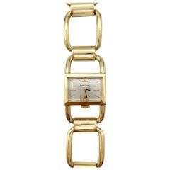 Rare montre Jaeger-LeCoultre Etrier en or jaune avec son bracelet Etrier