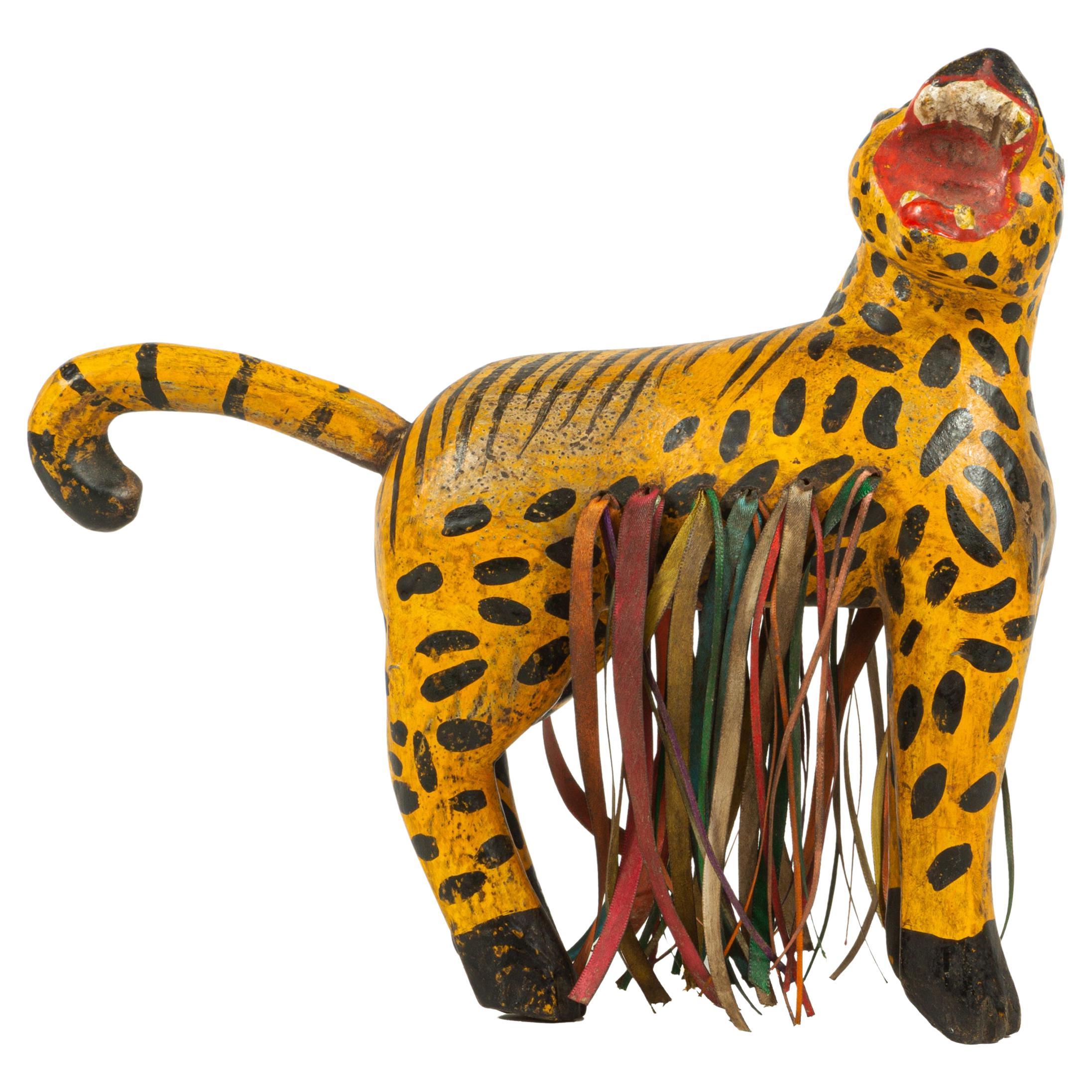 Rare figurine en bois d' Jaguar trouvée à Chilapa, Guerrero, Mexique du Sud, vers 1940