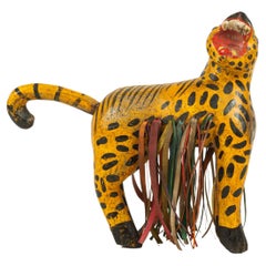 Retro Rare Jaguar Wood Figure Found in Chilapa, Guerrero, Southern México, ca. 1940