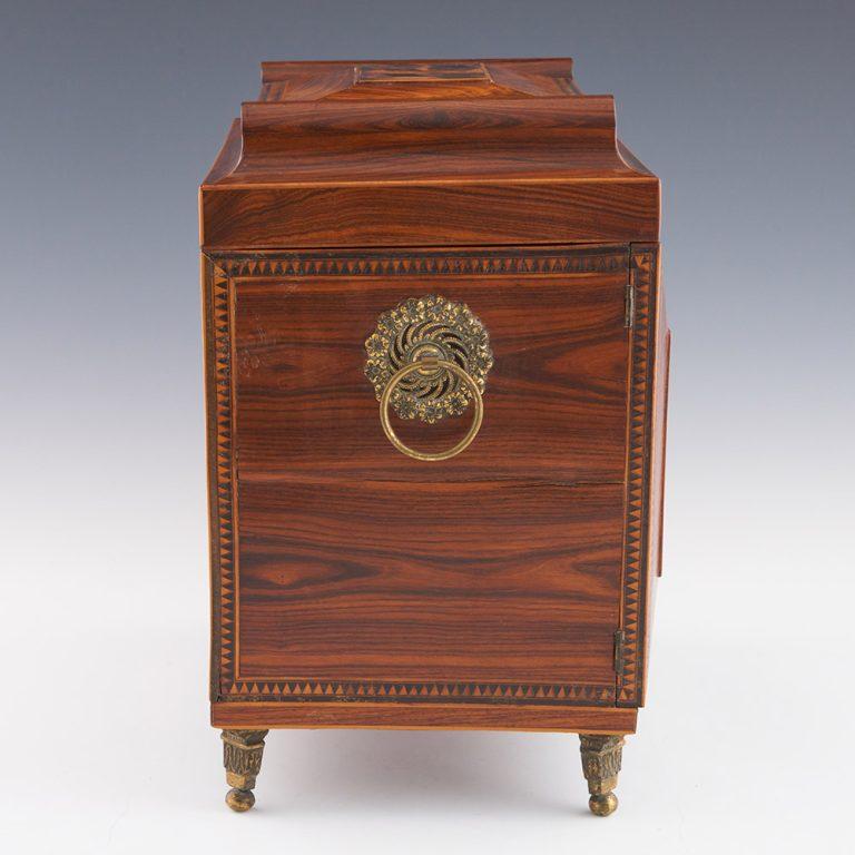 Raro armario de costura de Tunbridge Ware de James Friend c1815 principios del siglo XIX en venta