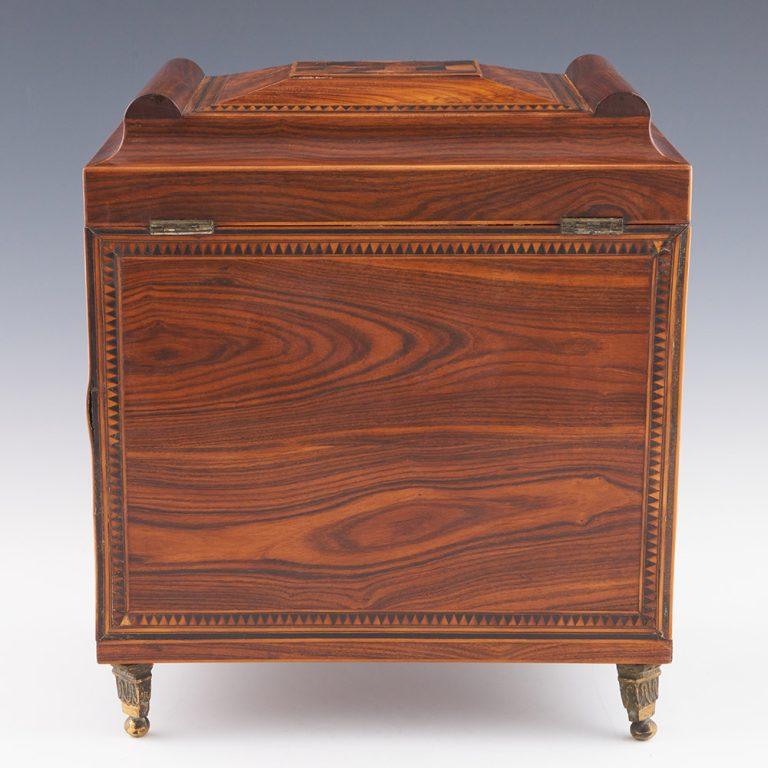 Raro armario de costura de Tunbridge Ware de James Friend c1815 Madera en venta
