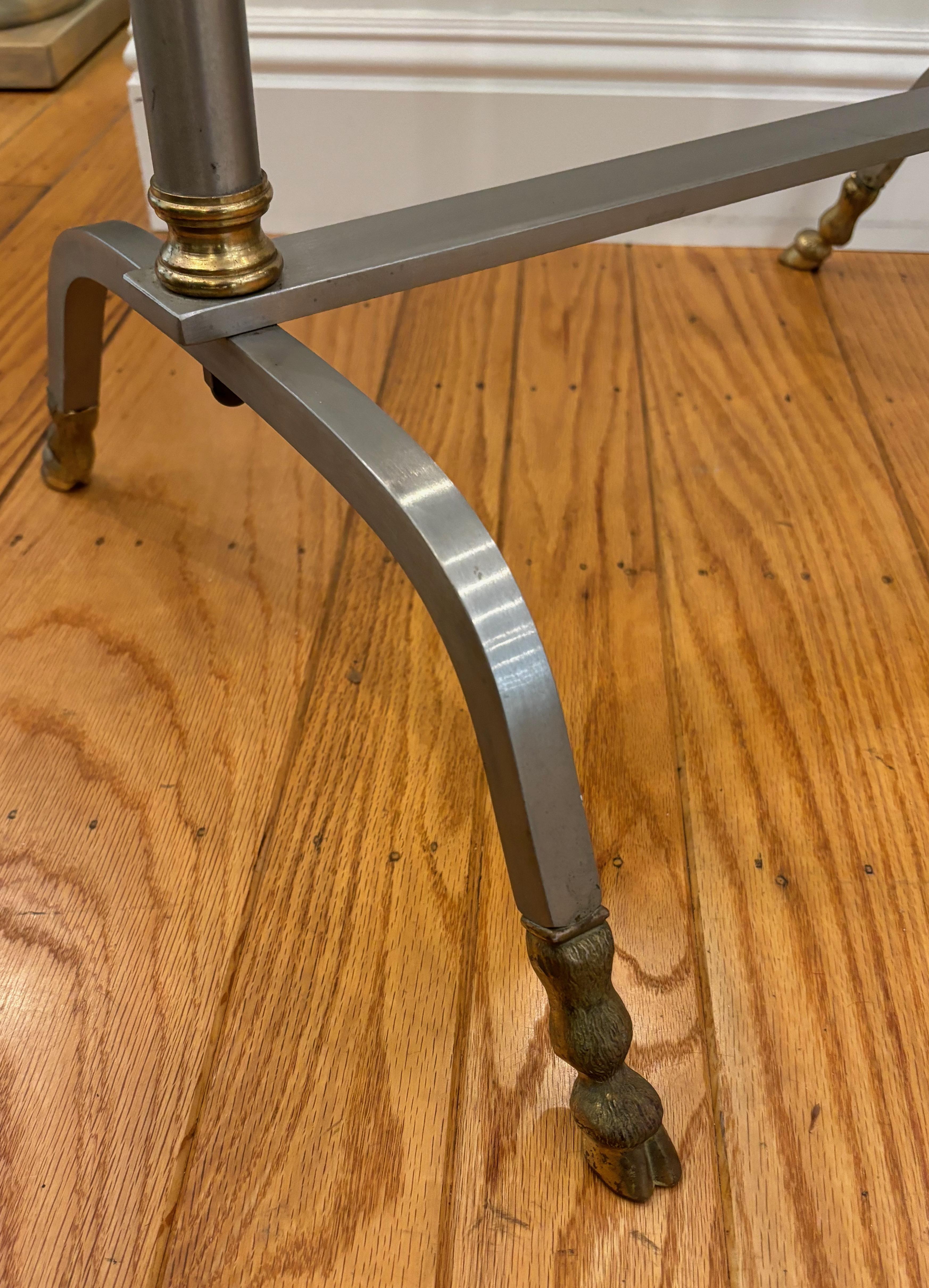 Rare Jansen style Steel & Brass Cheval Mirror- Italy In Good Condition In Danville, CA
