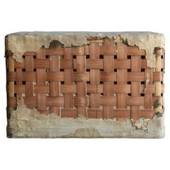 Rare Japanese Antique Paper-Covered Bamboo Knitting Box / Small Wabi-Sabi Box