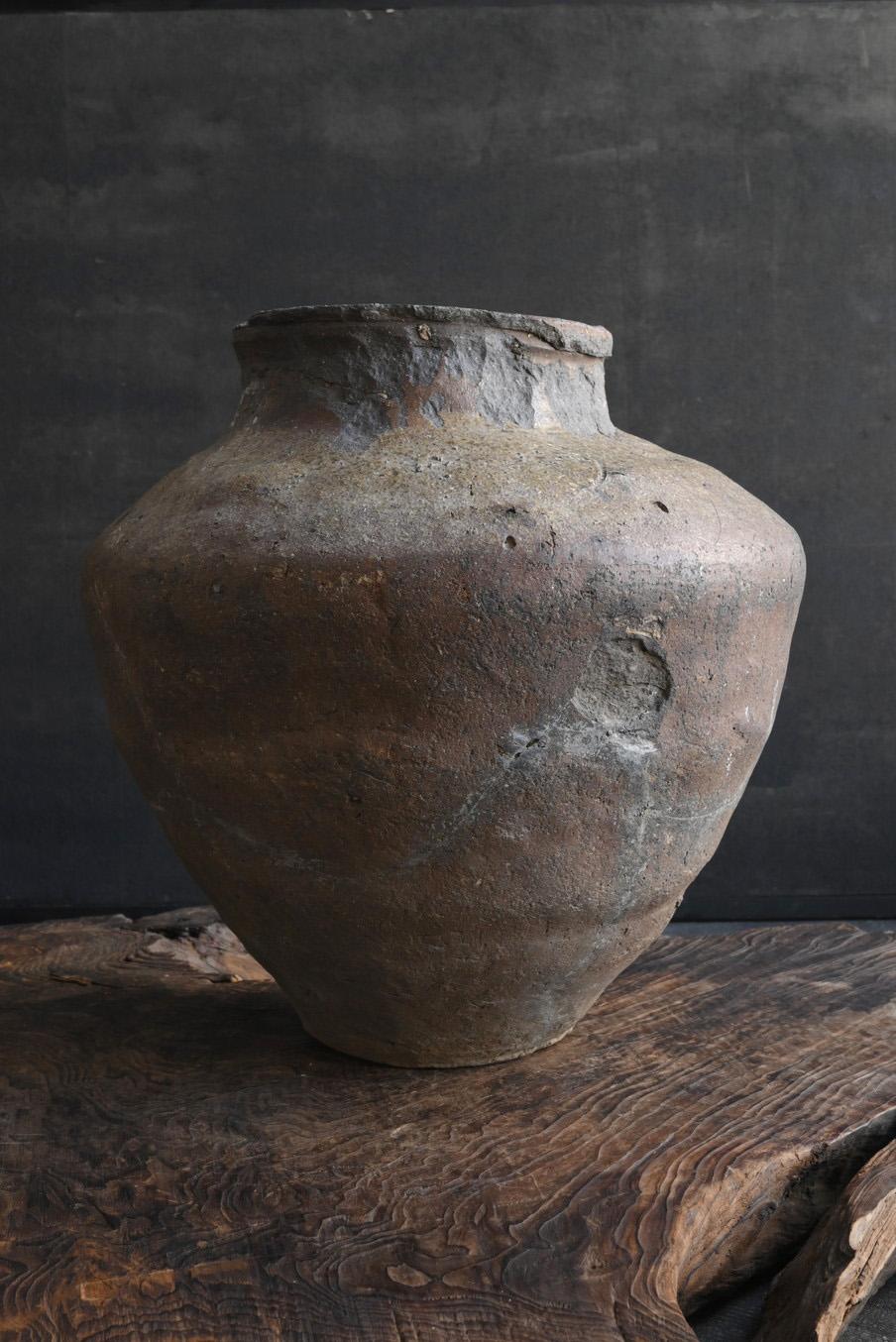 18th Century and Earlier Rare Japanese antique pottery jar/13th century/Kamakura period/Excavated pottery For Sale