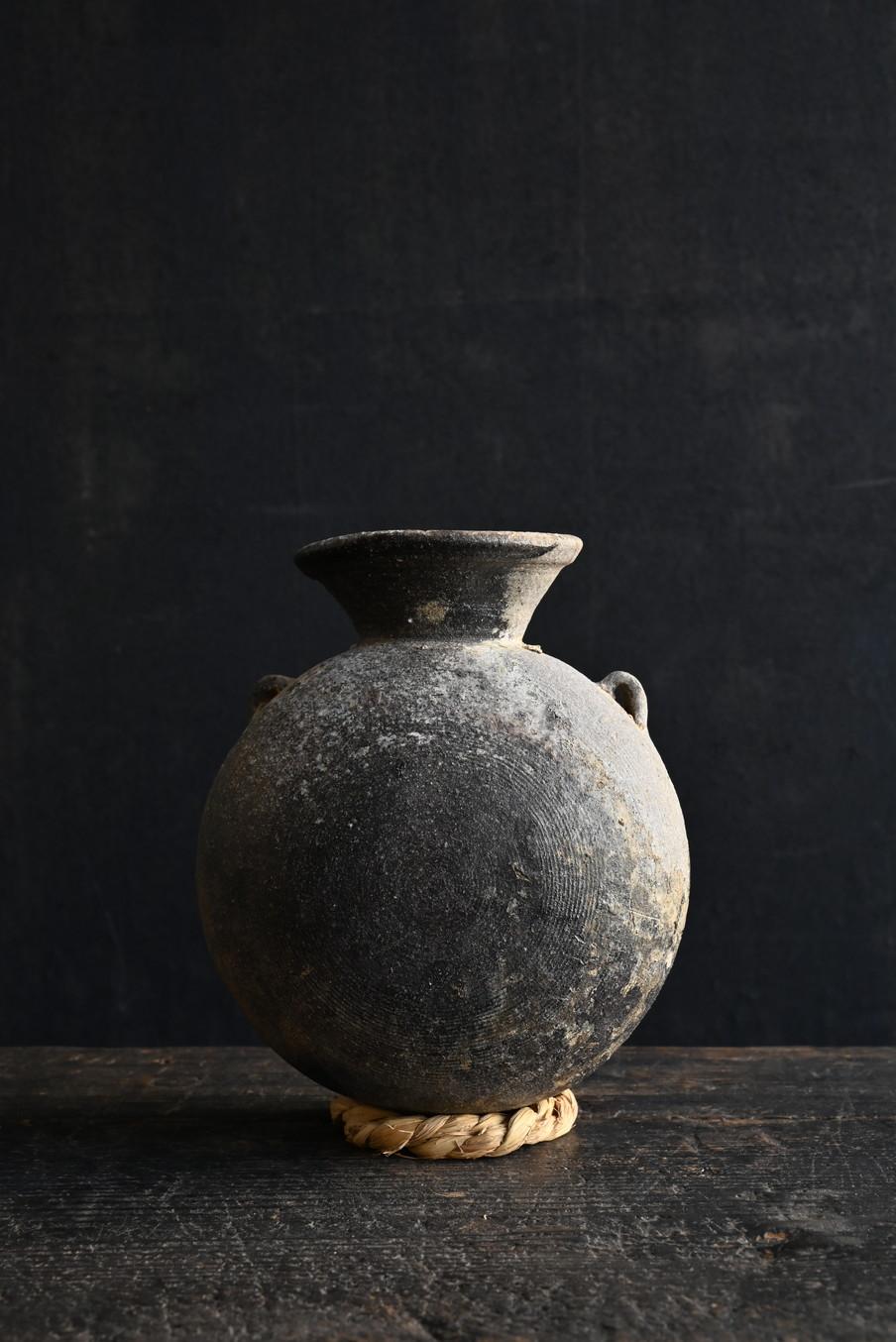 Rare Japanese antique pottery jar/beautiful natural glaze/wall hanging vase For Sale 10