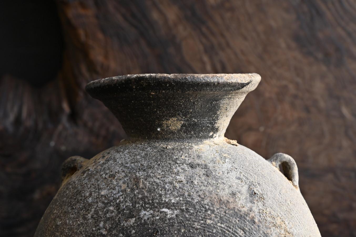 Fino al XVIII secolo Raro vaso di ceramica giapponese antico/bellissimo smalto naturale/vaso da appendere al muro in vendita
