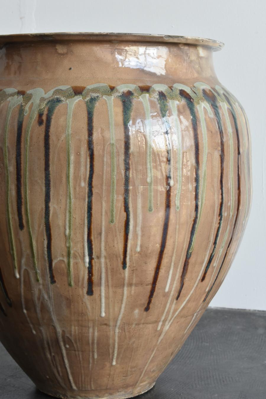 Rare Japanese Antique Pottery Large Jar/1868-1920/Beautiful Glaze Plante 6