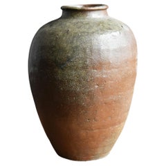 Rare Japanese Antique Pottery Large Jar "Tanba"/Beautiful Natural Glaze/1500s