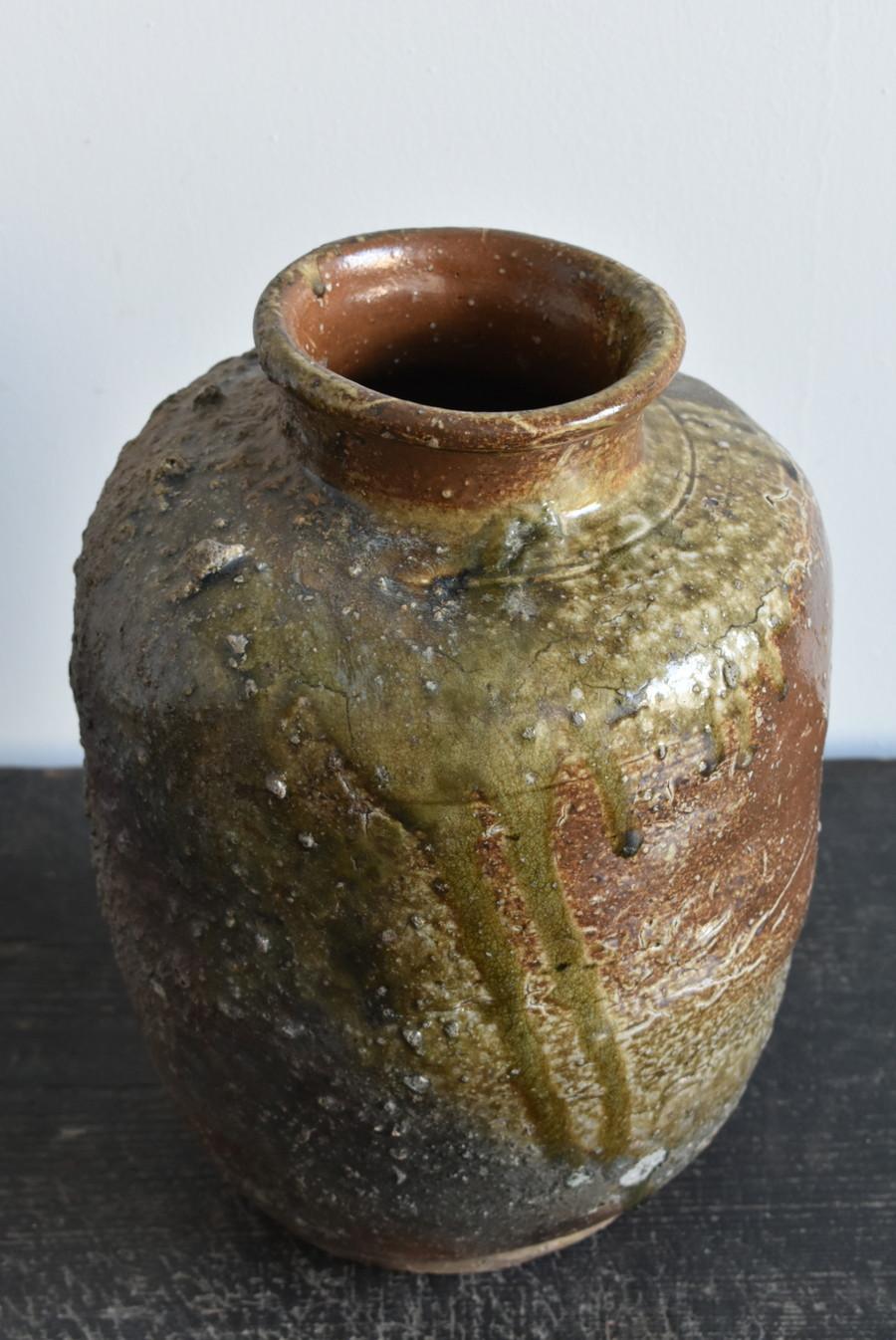 Rare Japanese Antique Pottery Vase / Beautiful Natural Glazed Jar/1573-1603 For Sale 5