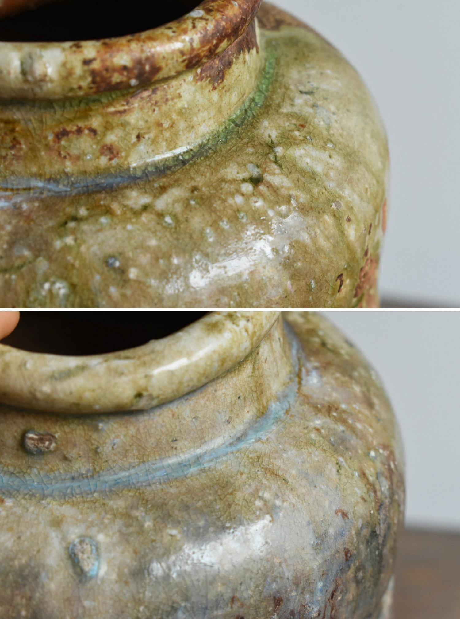 Rare Japanese Antique Pottery Vase / Beautiful Natural Glazed Jar/1573-1603 4