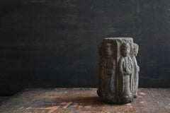 Rare Japanese Antique Stone Carved Hexagonal Stone Buddha/Jizo Bodhisattva/Edo