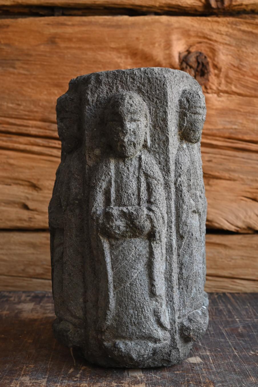 Rare Japanese Antique Stone Carved Hexagonal Stone Buddha/Jizo Bodhisattva/Edo In Fair Condition In Sammu-shi, Chiba