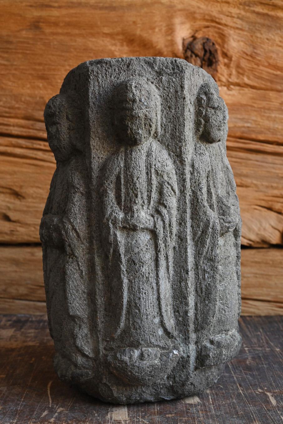 18th Century and Earlier Rare Japanese Antique Stone Carved Hexagonal Stone Buddha/Jizo Bodhisattva/Edo