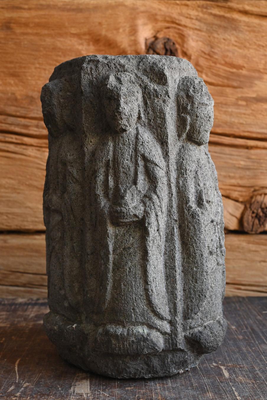 Rare Japanese Antique Stone Carved Hexagonal Stone Buddha/Jizo Bodhisattva/Edo 1