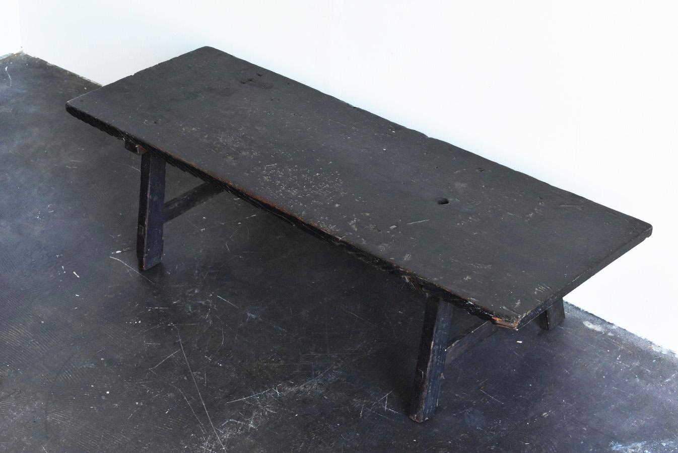 Rare Japanese Antique Wooden Black Low Table/Edo-Meiji 1800s/Wabi-Sabi Table 1