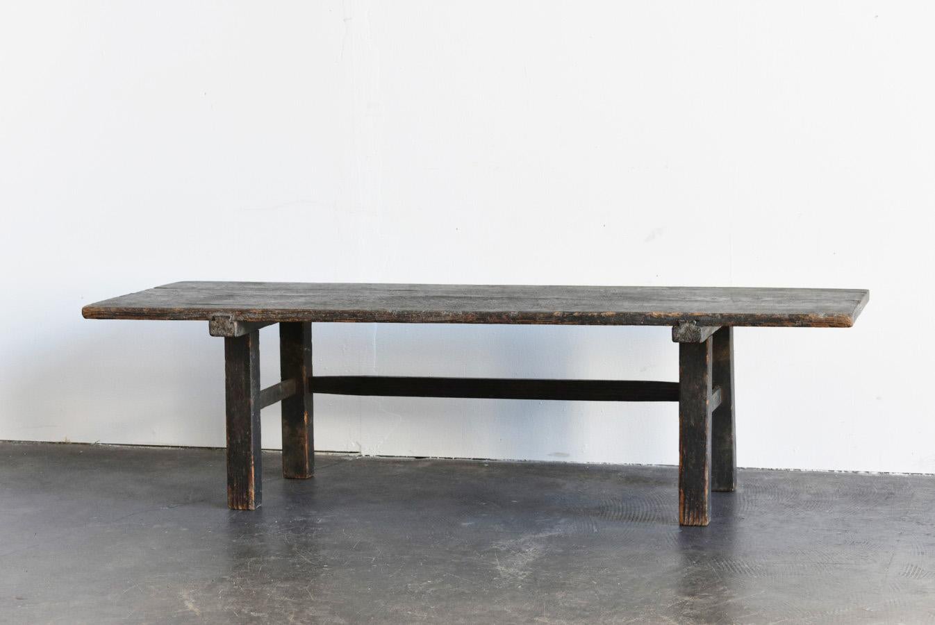 Rare Japanese Antique Wooden Black Low Table/Wabisabi Sofa Table/1800-1900/Edo 9