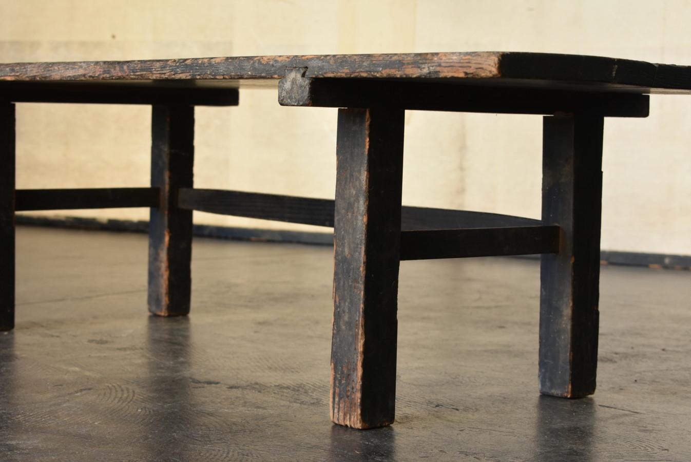 Rare Japanese Antique Wooden Black Low Table/Wabisabi Sofa Table/1800-1900/Edo 3