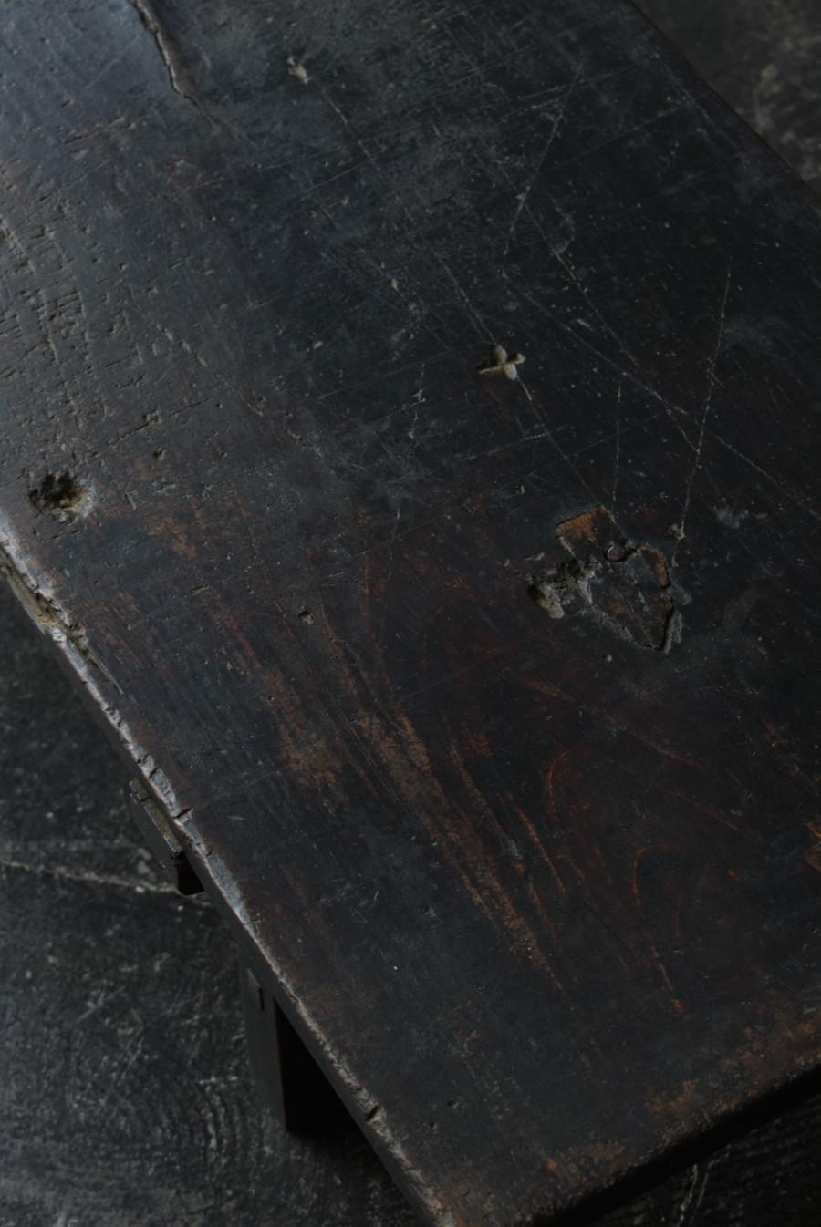 Rare Japanese Antique Wooden Black Low Table/Wabisabi Sofa Table/1800s/Edo-Meiji 3