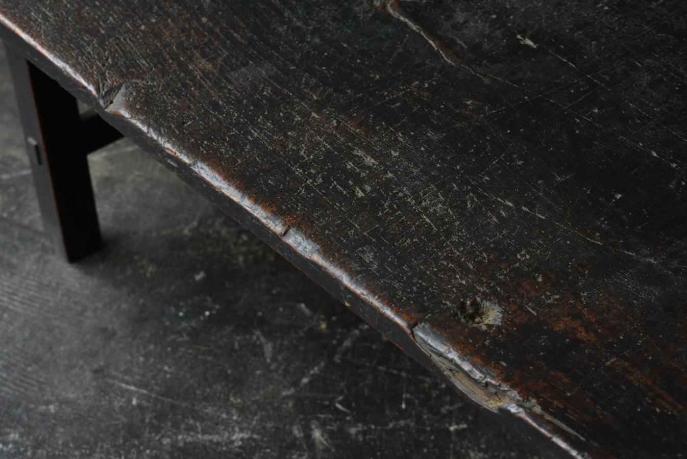 Rare Japanese Antique Wooden Black Low Table/Wabisabi Sofa Table/1800s/Edo-Meiji 6